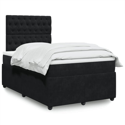 Box Spring Postel S Matrací Černá Samet Černá