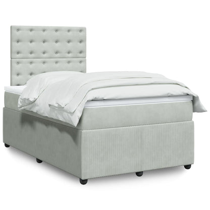 Box Spring Postel S Matrací Samet Světle Šedá