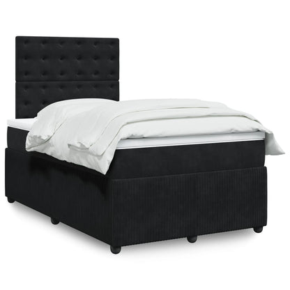 Box Spring Postel S Matrací Černá Samet Černá