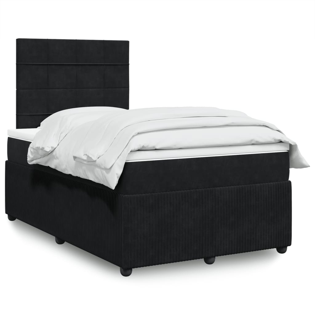 Box Spring Postel S Matrací Černá Samet Černá