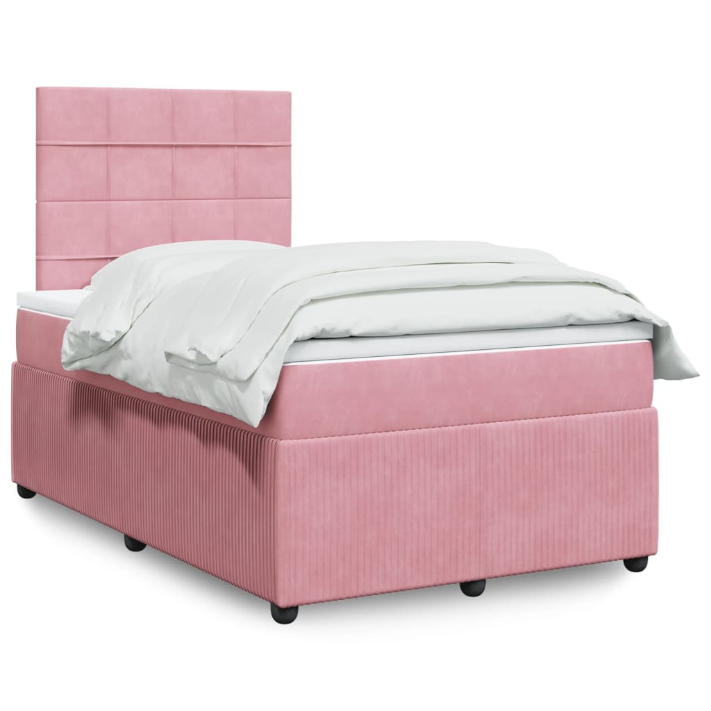 Box Spring Postel S Matrací Samet Růžová