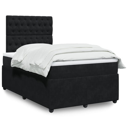 Box Spring Postel S Matrací Černá Samet Černá