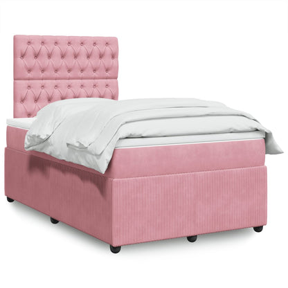 Box Spring Postel S Matrací Samet Růžová