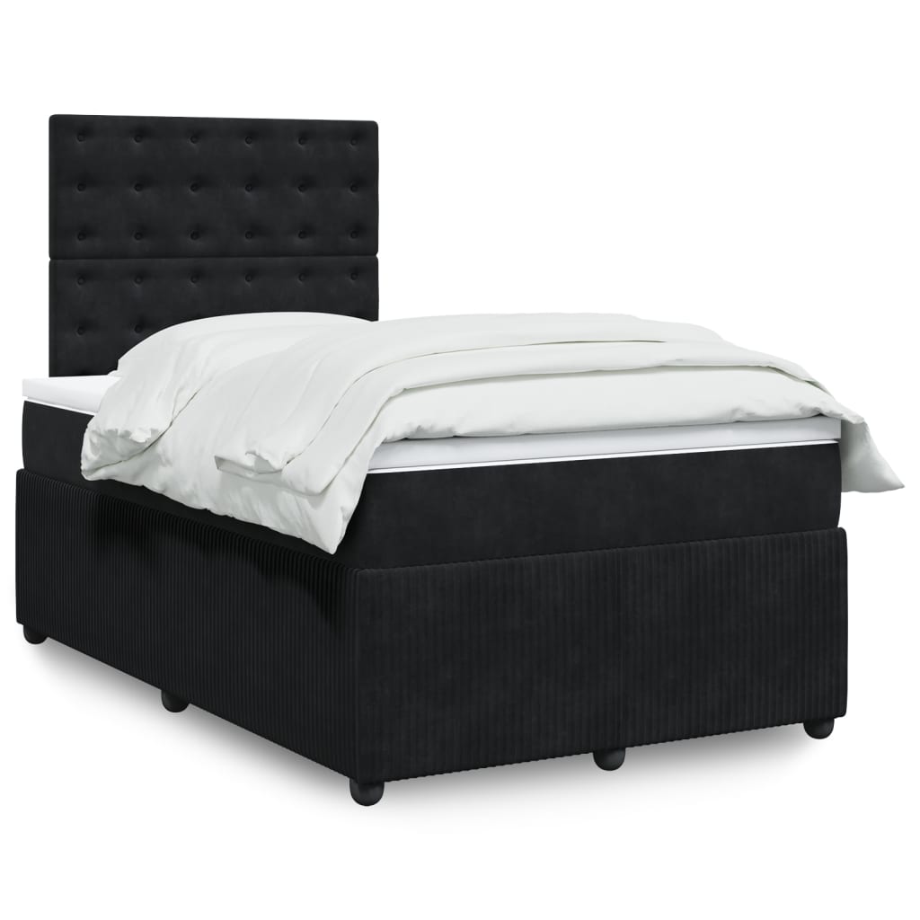 Box Spring Postel S Matrací Černá Samet Černá