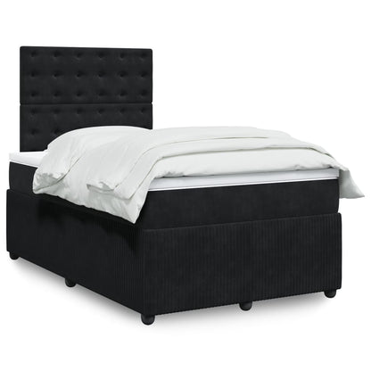 Box Spring Postel S Matrací Černá Samet Černá