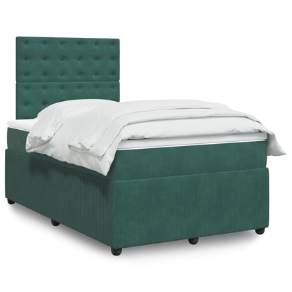 Box Spring Postel S Matrací Samet Tmavě Zelená
