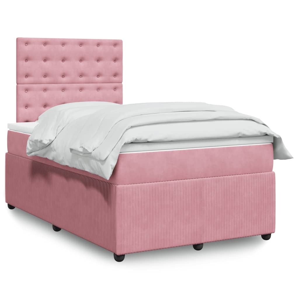 Box Spring Postel S Matrací Samet Růžová
