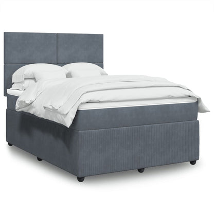 Box Spring Postel S Matrací Samet Tmavě Šedá