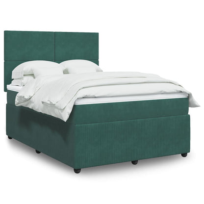 Box Spring Postel S Matrací Samet Tmavě Zelená