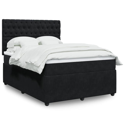Box Spring Postel S Matrací Černá Samet Černá