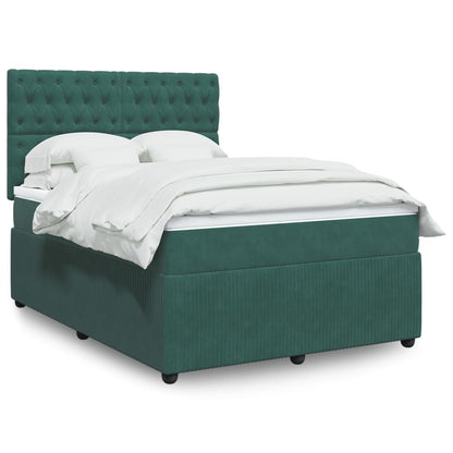 Box Spring Postel S Matrací Samet Tmavě Zelená