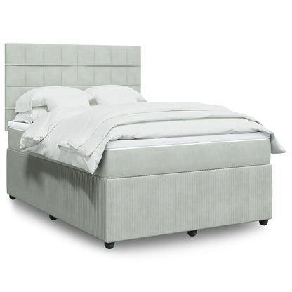 Box Spring Postel S Matrací Samet Světle Šedá
