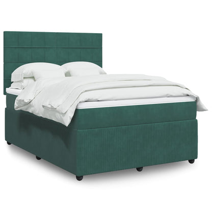 Box Spring Postel S Matrací Samet Tmavě Zelená