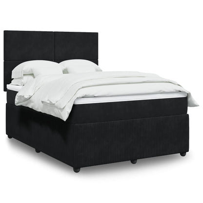 Box Spring Postel S Matrací Černá Samet Černá