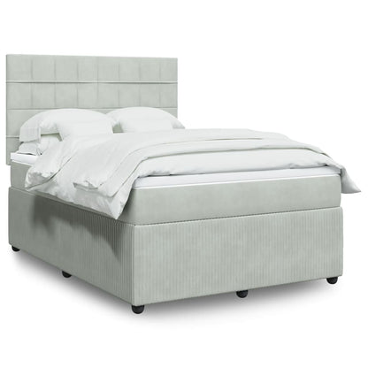 Box Spring Postel S Matrací Samet Světle Šedá