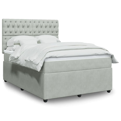 Box Spring Postel S Matrací Samet Světle Šedá