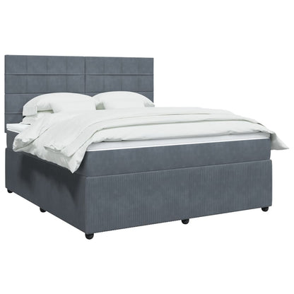 Box Spring Postel S Matrací Samet Tmavě Šedá