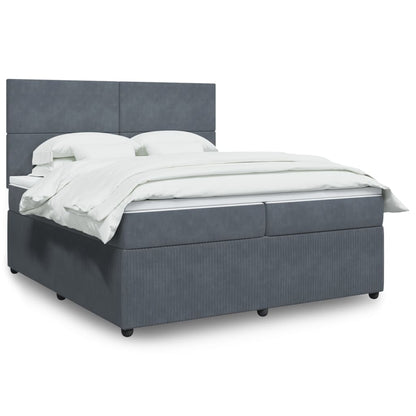 Box Spring Postel S Matrací Samet Tmavě Šedá