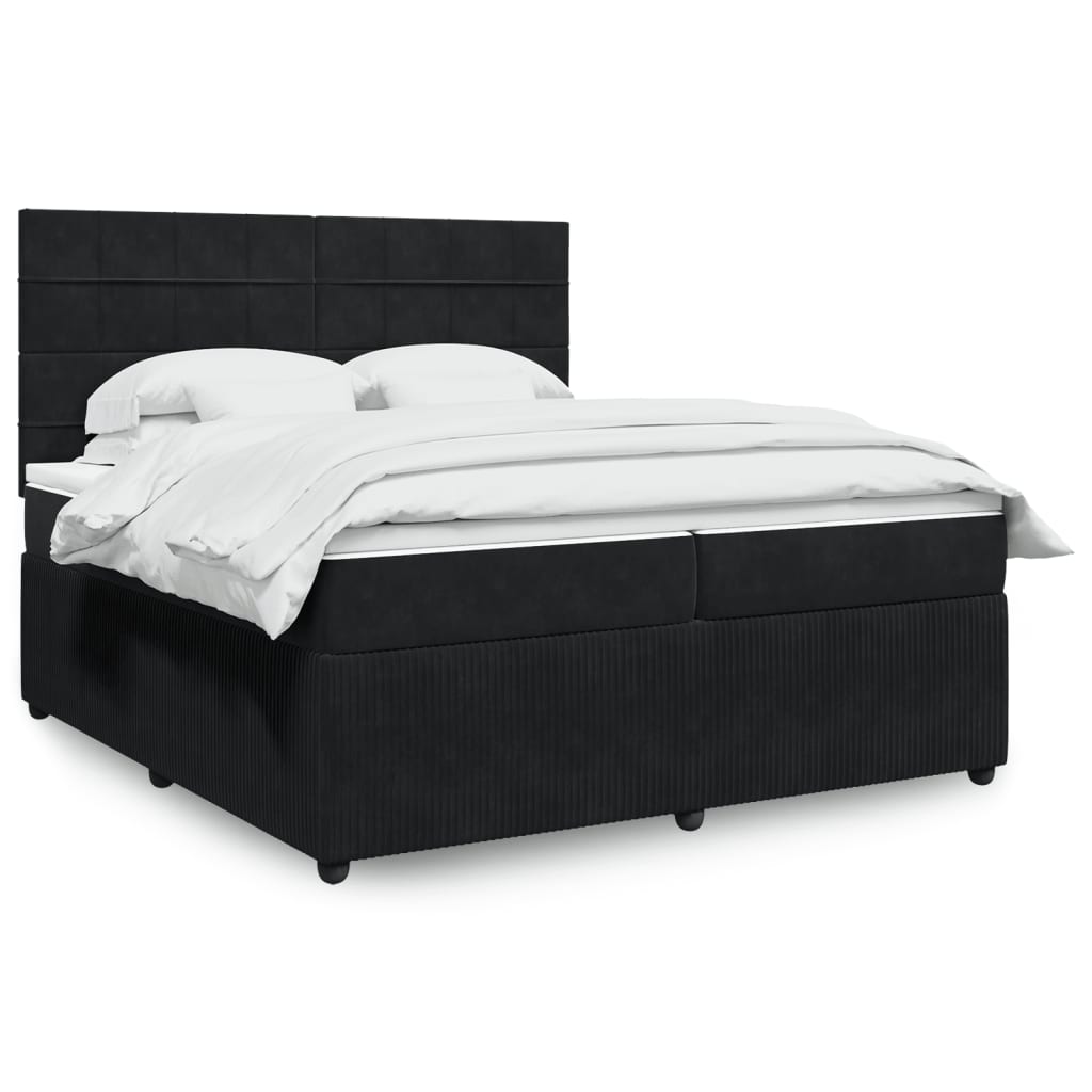 Box Spring Postel S Matrací Černá Samet Černá
