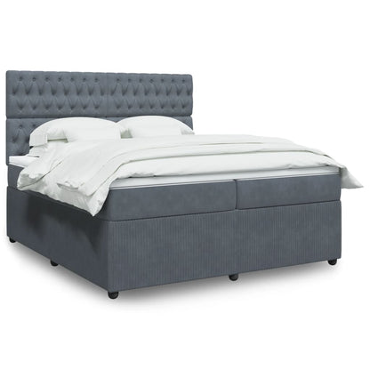 Box Spring Postel S Matrací Samet Tmavě Šedá
