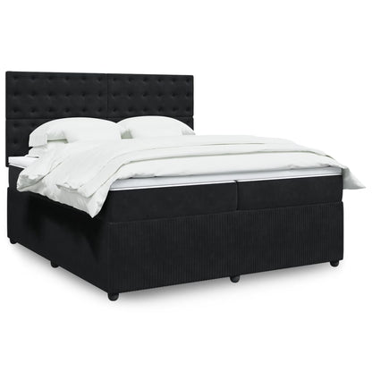 Box Spring Postel S Matrací Černá Samet Černá