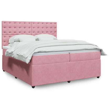 Box Spring Postel S Matrací Samet Růžová