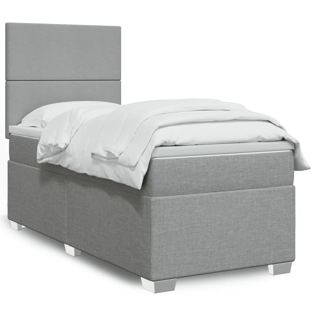 Box Spring Postel S Matrací Textil Světle Šedá