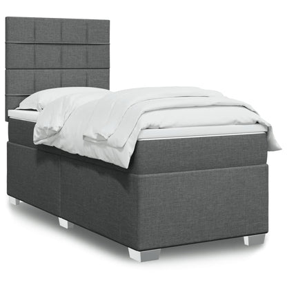 Box Spring Postel S Matrací Textil Tmavě Šedá