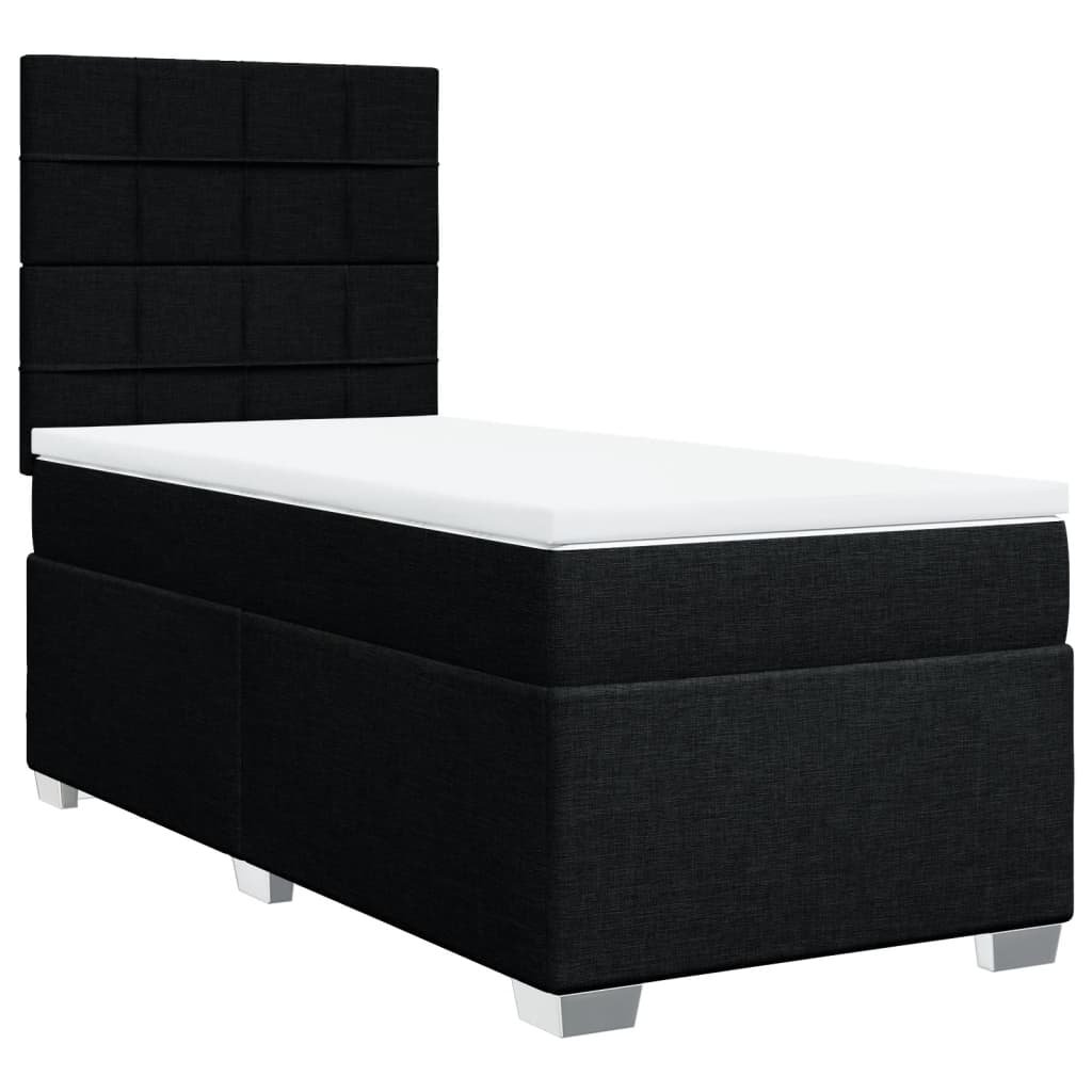 Box Spring Postel S Matrací Černá 80 X 200 Cm Textil