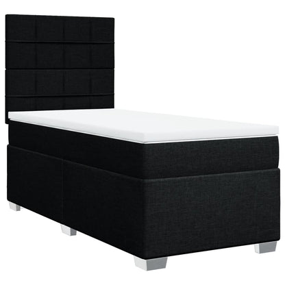 Box Spring Postel S Matrací Černá 80 X 200 Cm Textil