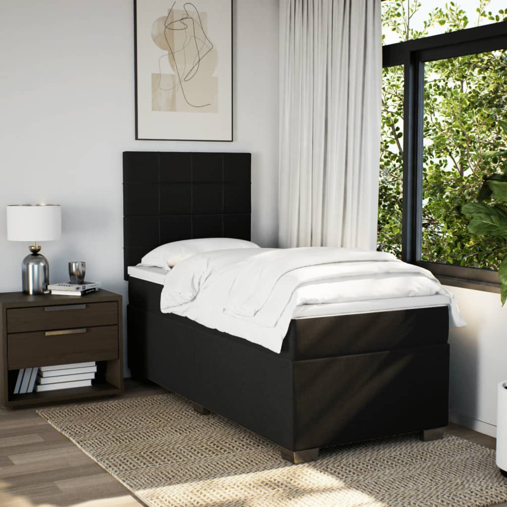 Box Spring Postel S Matrací Černá 80 X 200 Cm Textil