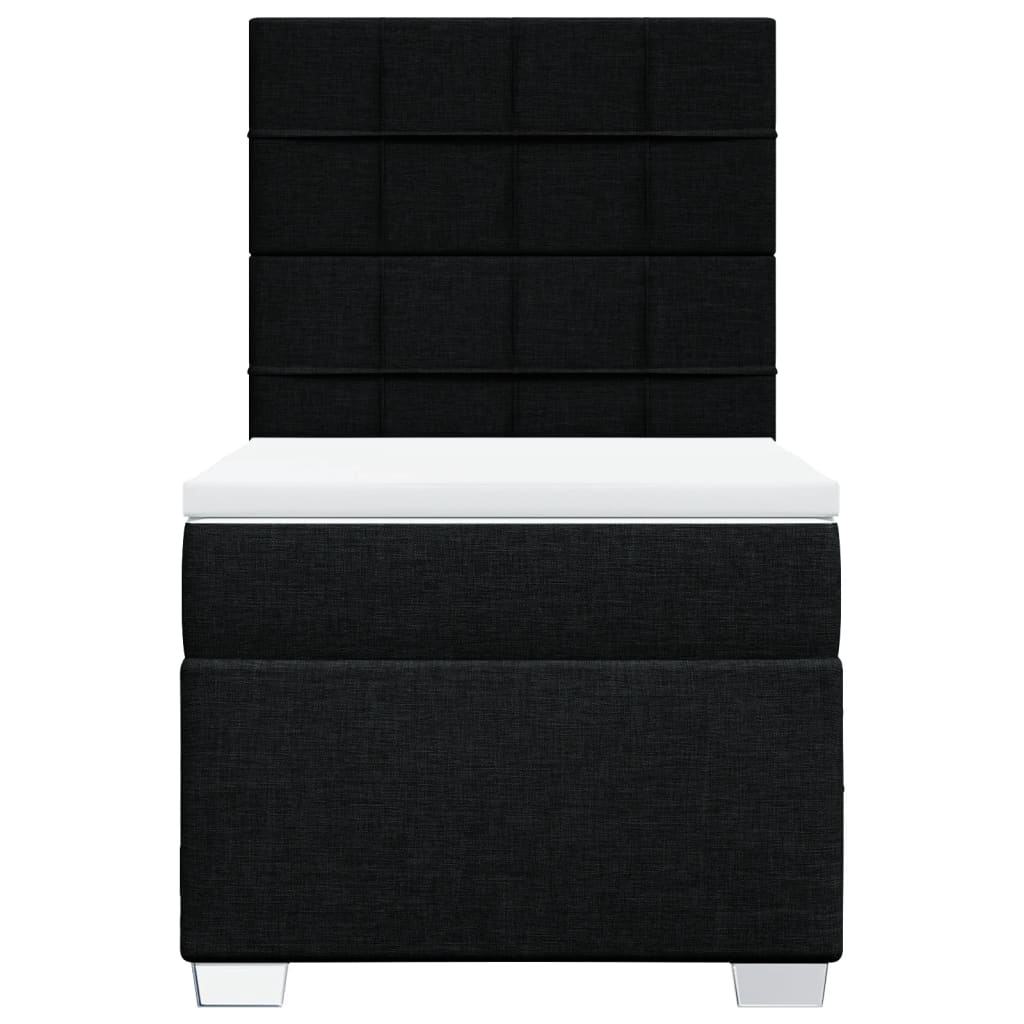 Box Spring Postel S Matrací Černá 80 X 200 Cm Textil