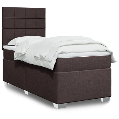 Box Spring Postel S Matrací Textil Tmavě Hnědá