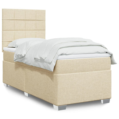 Box Spring Postel S Matrací Textil Krémová