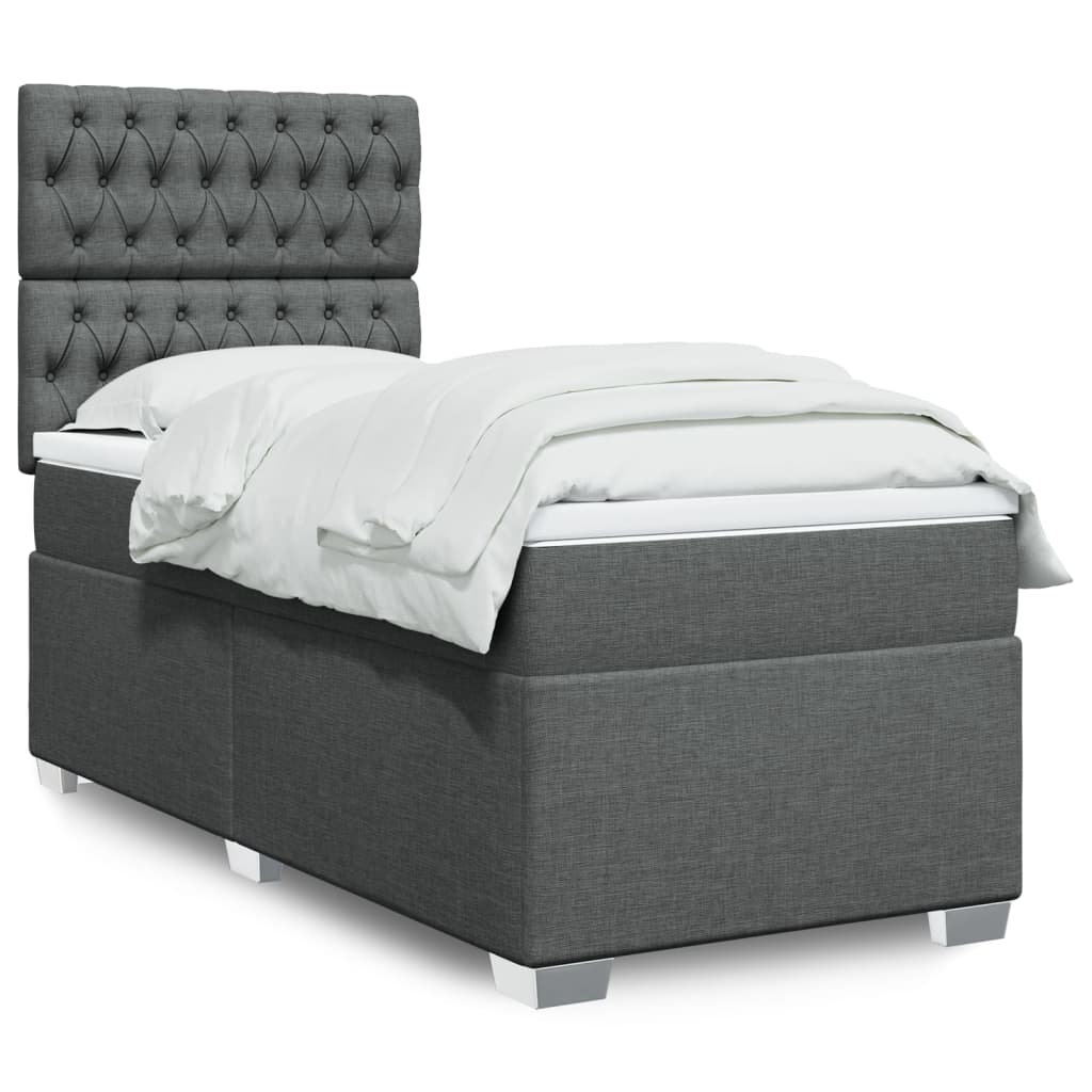 Box Spring Postel S Matrací Textil Tmavě Šedá