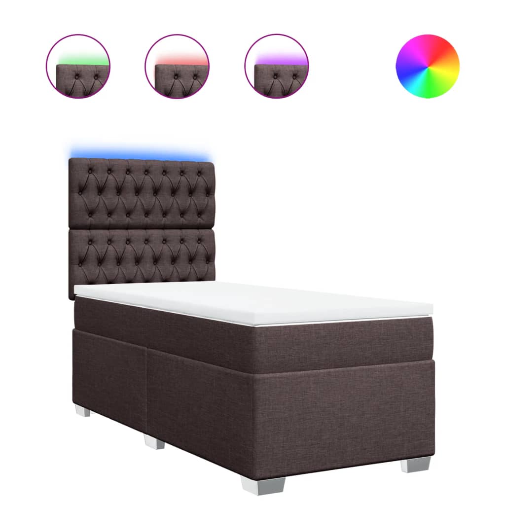 Box Spring Postel S Matrací Textil Tmavě Hnědá