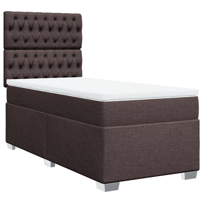 Box Spring Postel S Matrací Textil Tmavě Hnědá