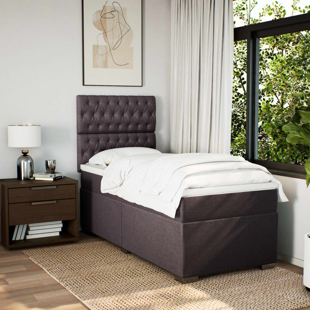 Box Spring Postel S Matrací Textil Tmavě Hnědá