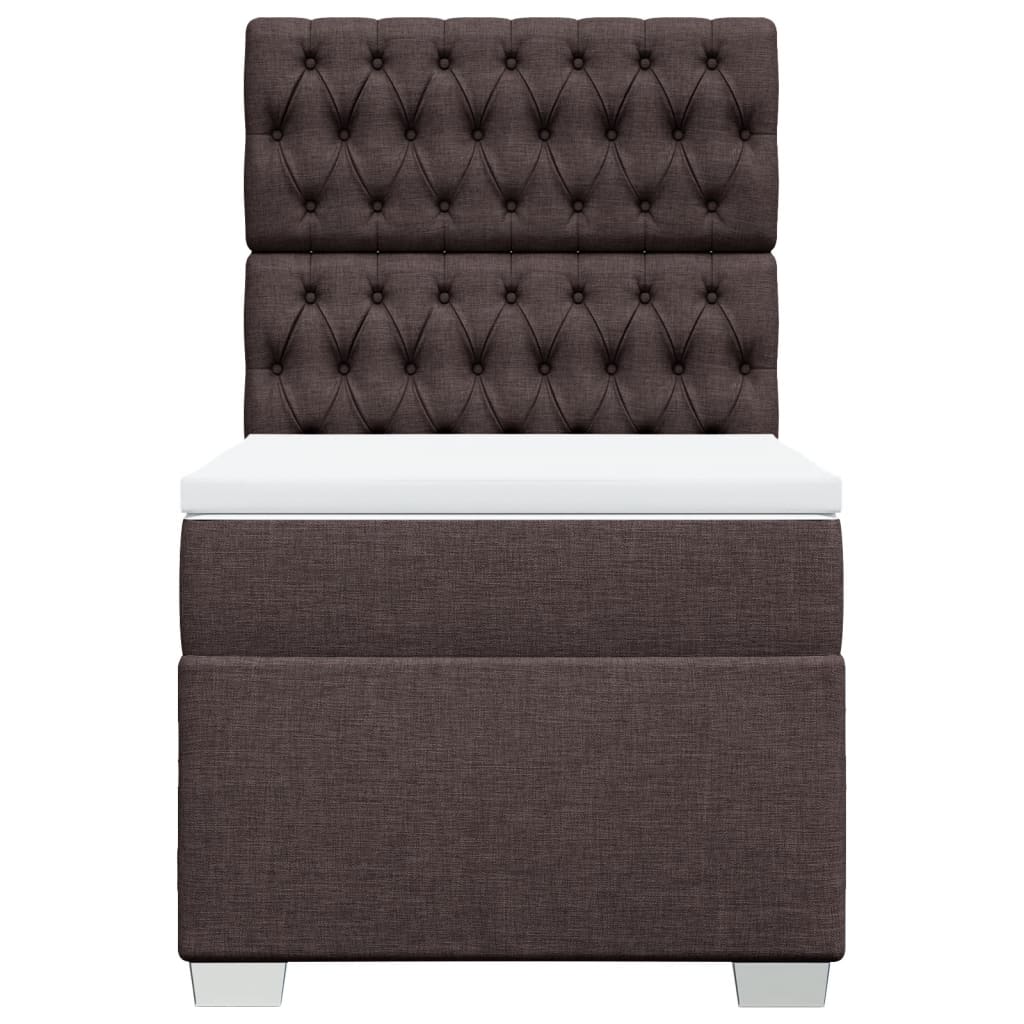 Box Spring Postel S Matrací Textil Tmavě Hnědá