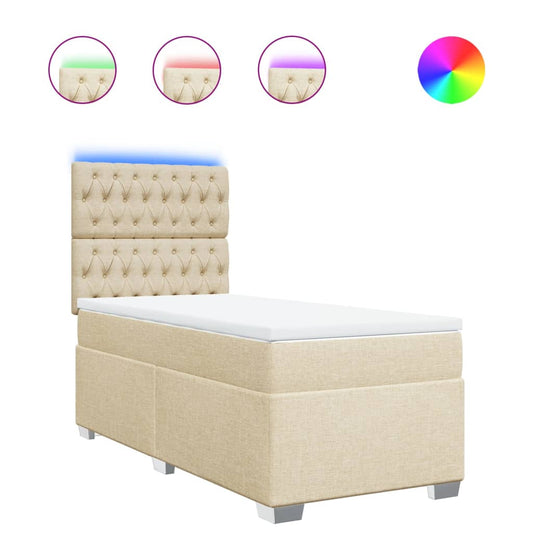 Box Spring Postel S Matrací Textil Krémová