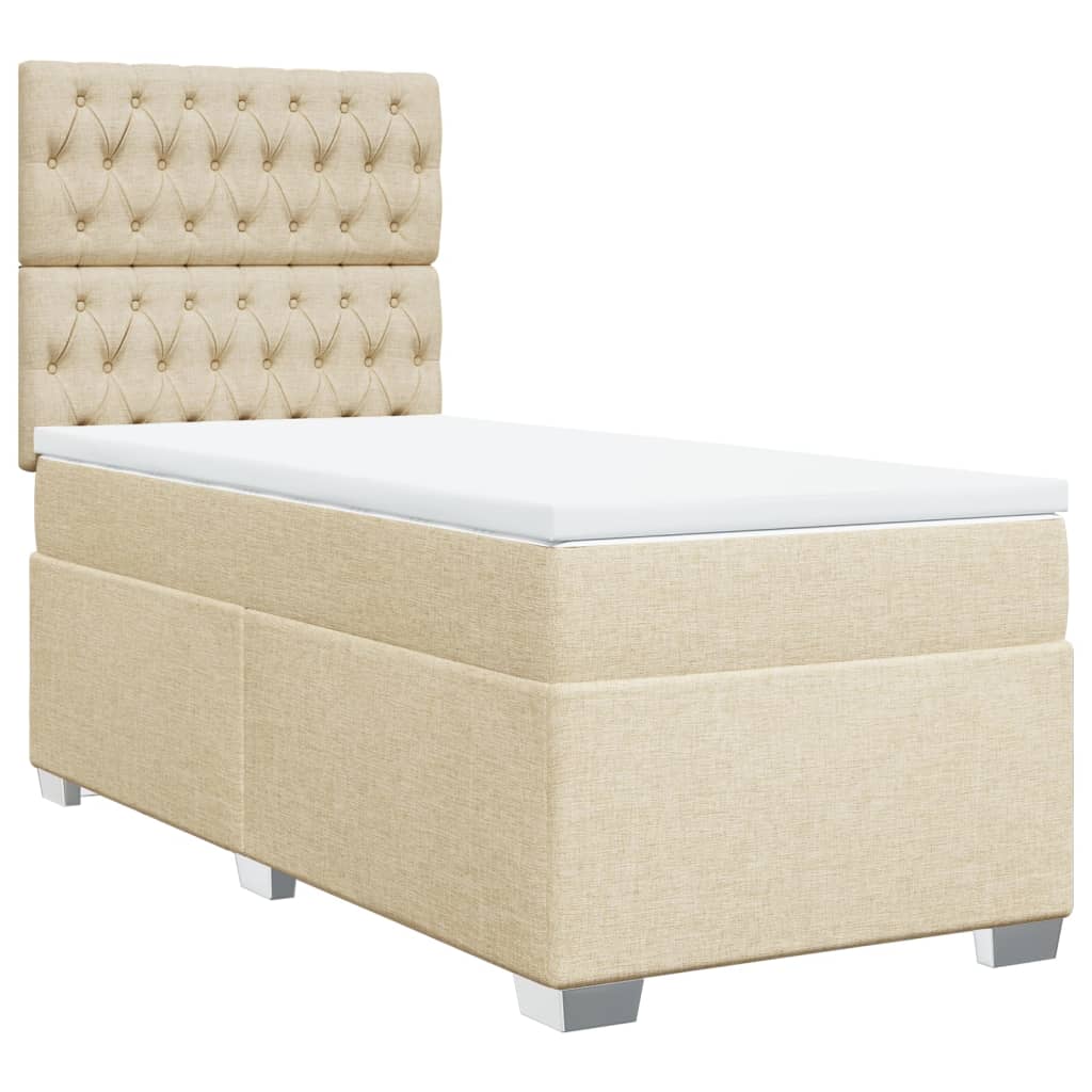 Box Spring Postel S Matrací Textil Krémová