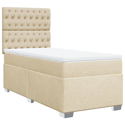 Box Spring Postel S Matrací Textil Krémová