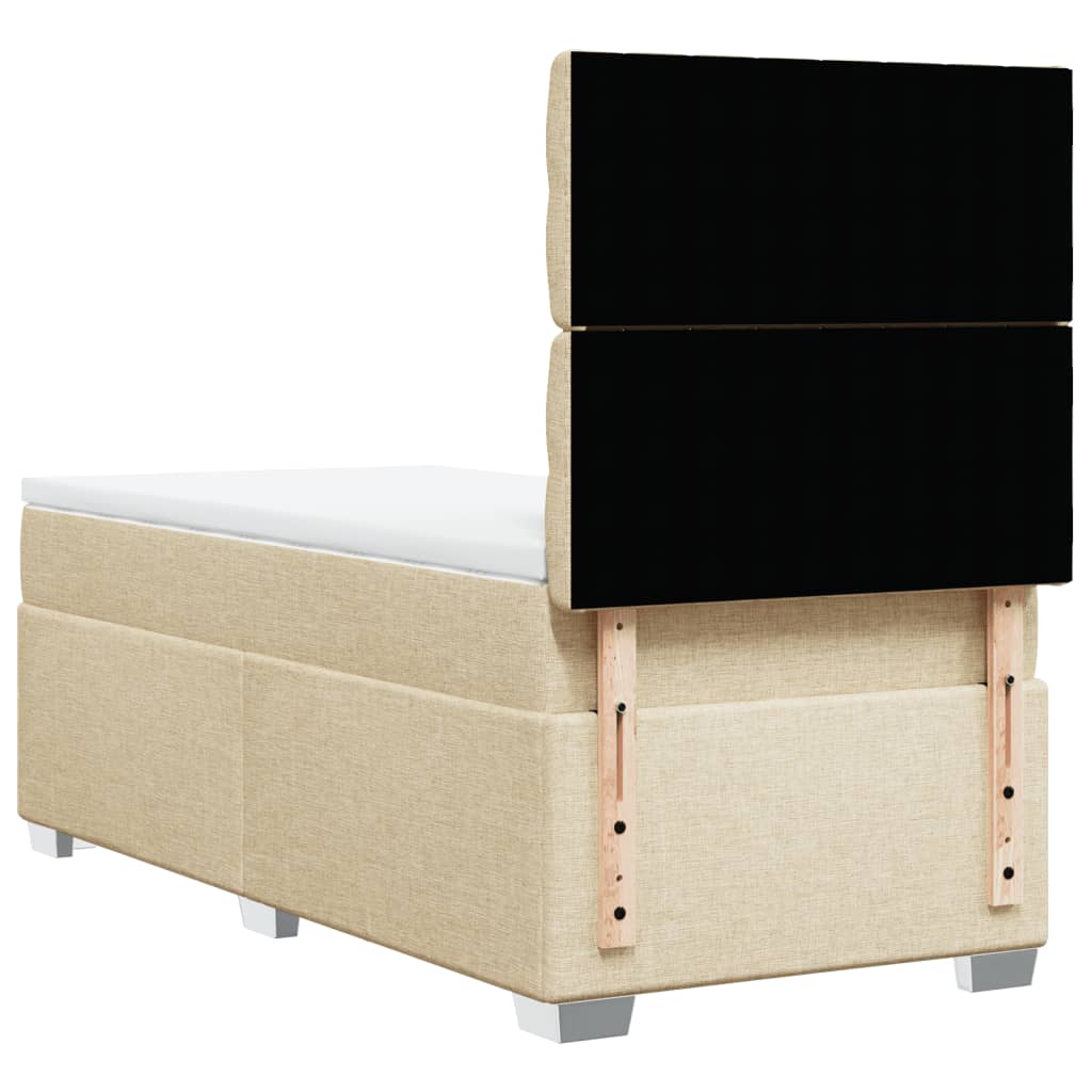 Box Spring Postel S Matrací Textil Krémová