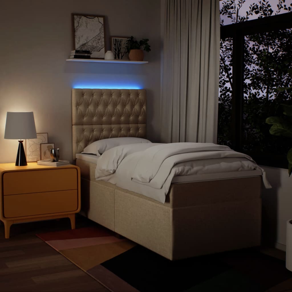 Box Spring Postel S Matrací Textil Krémová