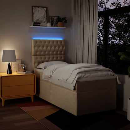 Box Spring Postel S Matrací Textil Krémová
