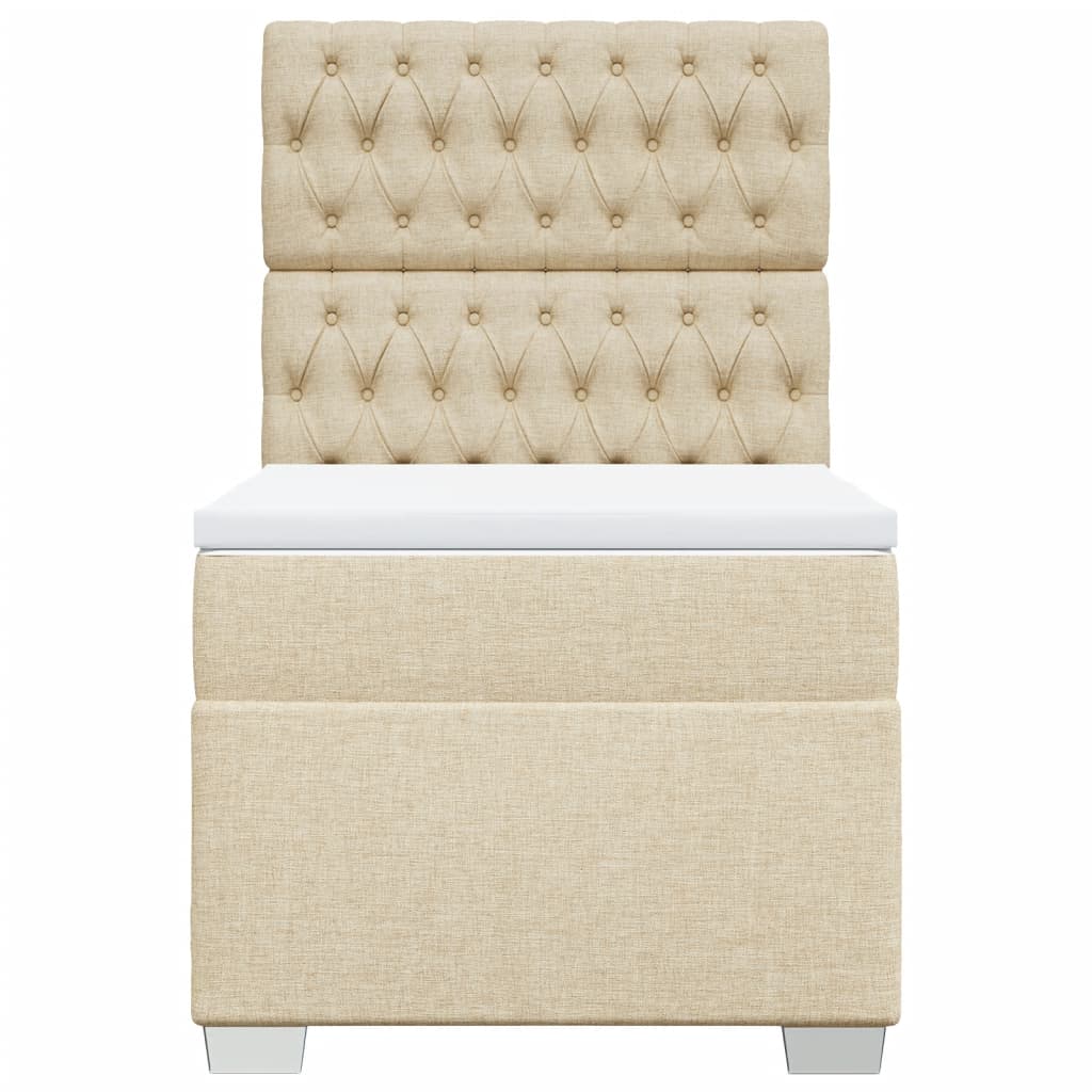 Box Spring Postel S Matrací Textil Krémová