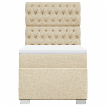 Box Spring Postel S Matrací Textil Krémová