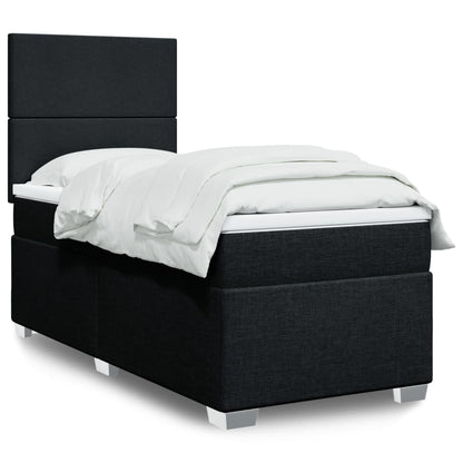 Box Spring Postel S Matrací Černá Textil Černá