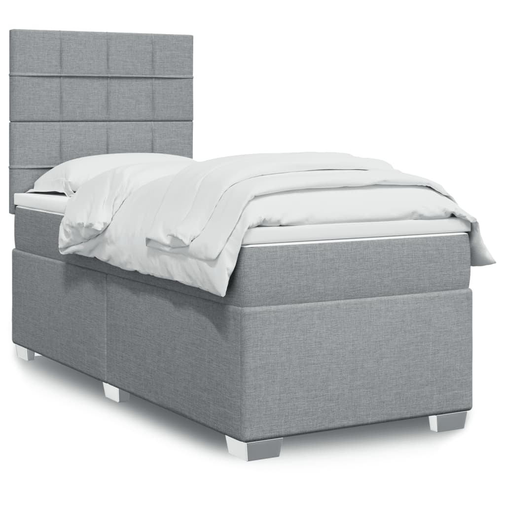 Box Spring Postel S Matrací Textil Světle Šedá