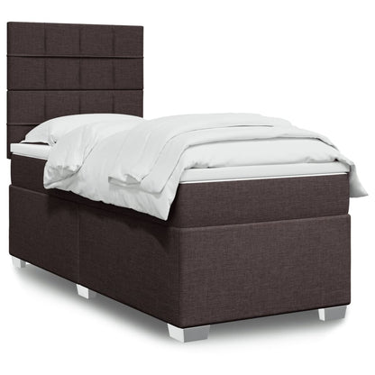 Box Spring Postel S Matrací Textil Tmavě Hnědá